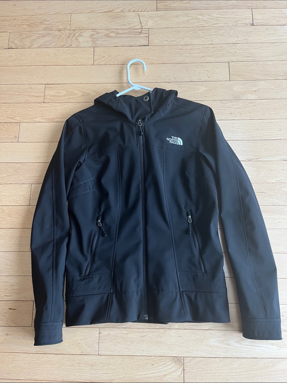 The North Face Black Hooded Softshell Jacket with Chest Logo